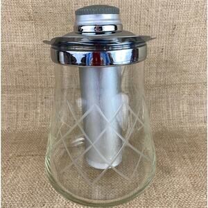Vintage Gilley Diamond Etched Glass Beverage Pitcher with Ice Tube